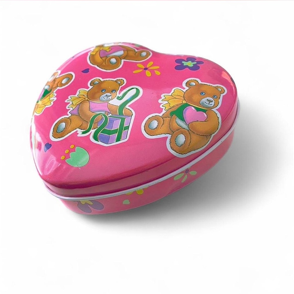 Pink Heart-Shaped Teddy Bear Tin